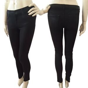 J Brand Jeans Skinny 28 Coated Denim Green Black Grey Sparkle